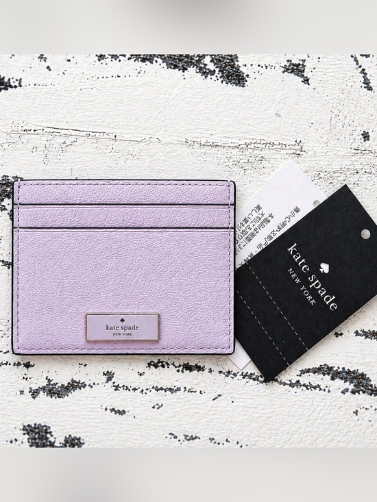 kate spade Accessories - kate spade Lilac Leather Card Holder with Silver Logo